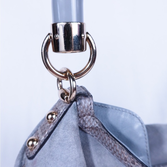 Vintage Gucci Indy Bag l large l Grey suede l Python - Picture 4 of 14
